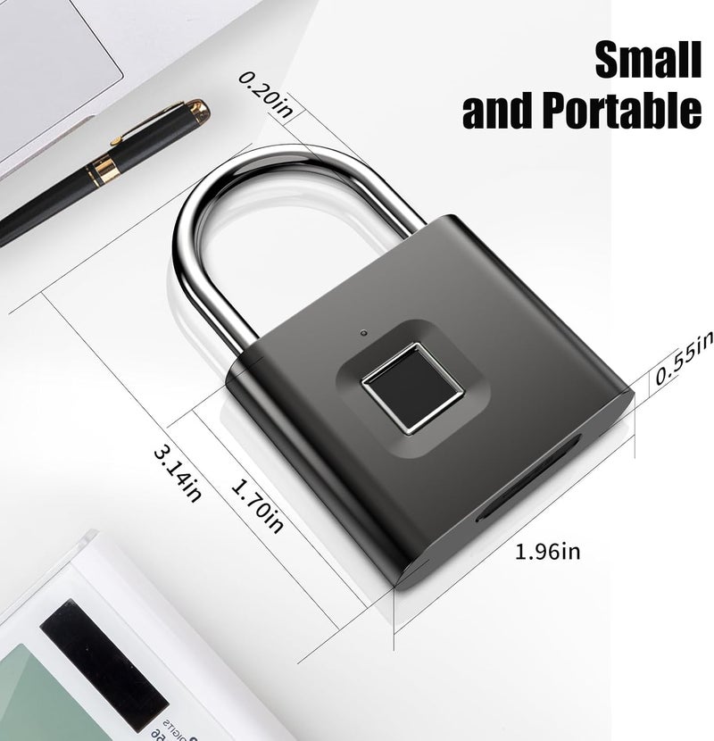 KENRONE Fingerprint Padlock with Emergency Key, Biometric Padlock Quick Unlock, Waterproof and Rustproof, Locks for Warehouses, Gym, Schools, Homes, Office Cabinets - Image 3